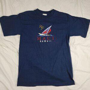 Vintage Somers Maui Hawaii Adults Medium Blue Shirt Made In USA Short Sleeve